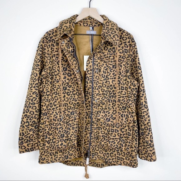 NWT DL1961 Howard Street Leopard Jaguar Utility Jacket Coat Tan Brown Animal - Picture 6 of 14